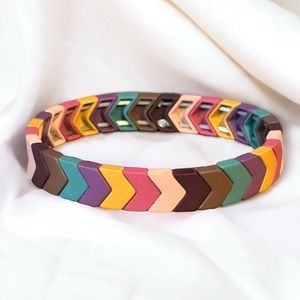 Frenzy multicolor chevron bead stretch bracelet